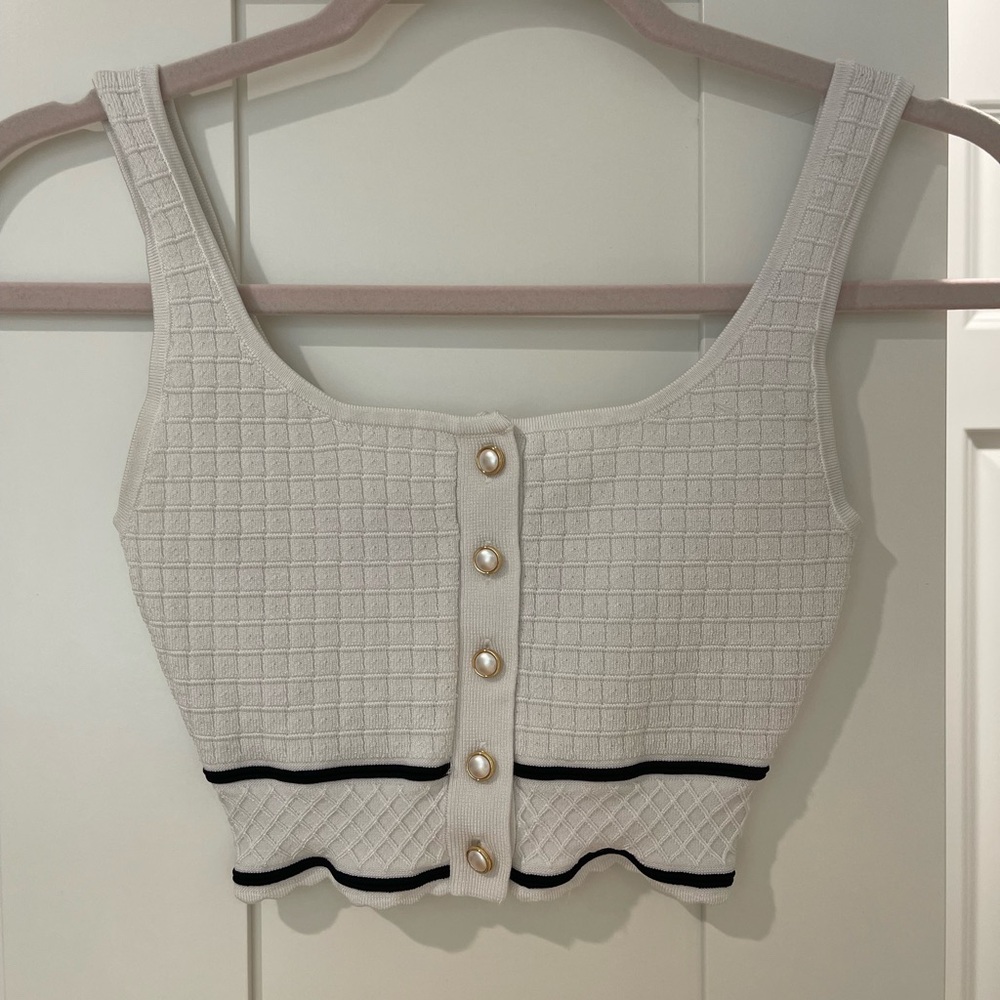 Aritzia White Buttoned Crop Top